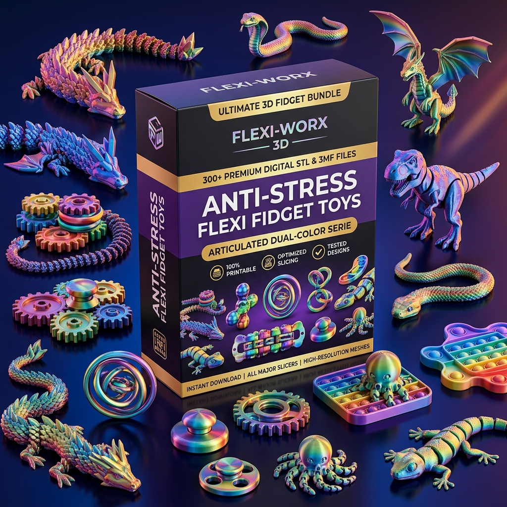 300+ Anti-Stress Flexi Fidget Toys STL and 3MF Digital Bundle